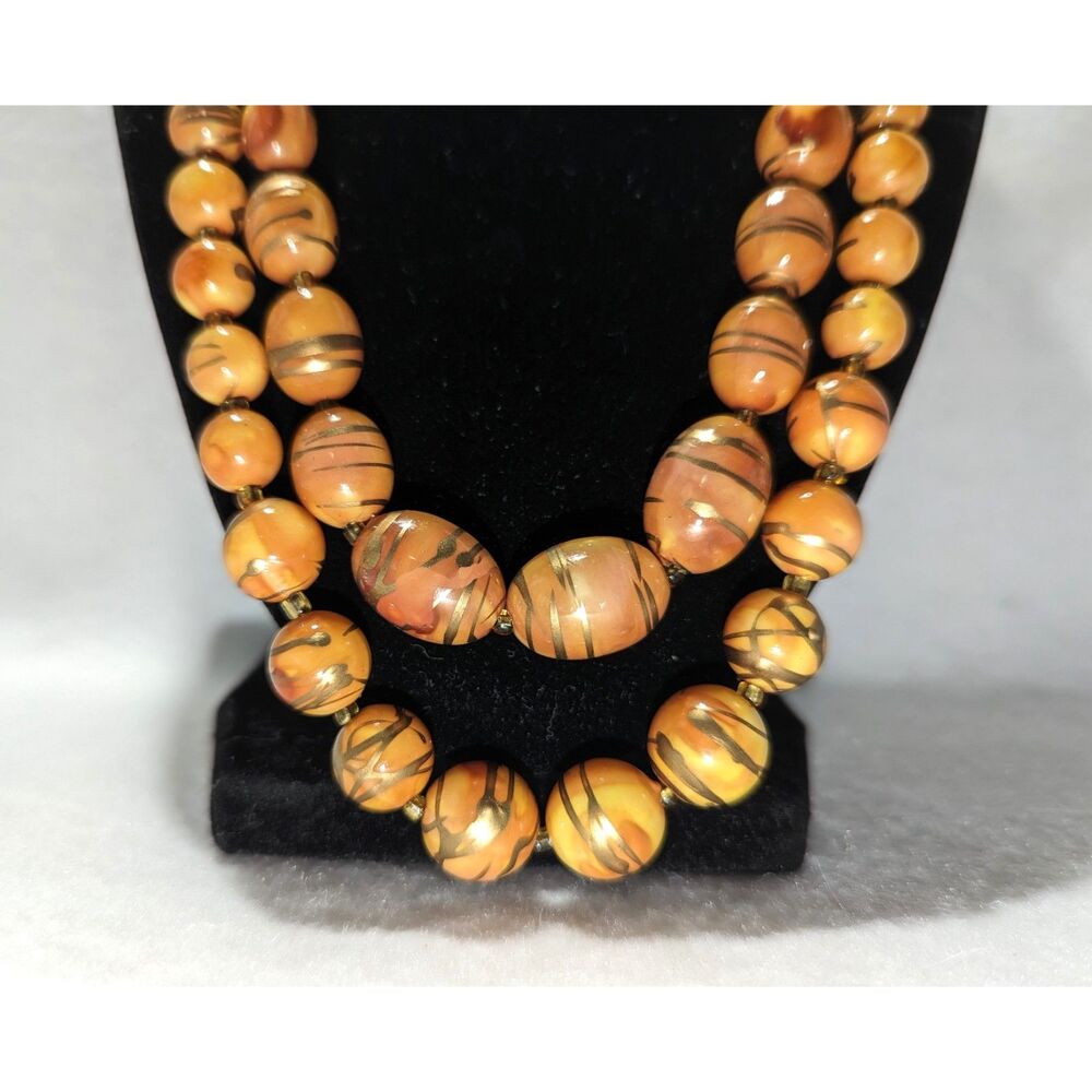 Butterscotch N Gold Beaded Necklaces
